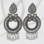 Load image into Gallery viewer, Oxidised Silver Butterfly Chandbali Earrings
