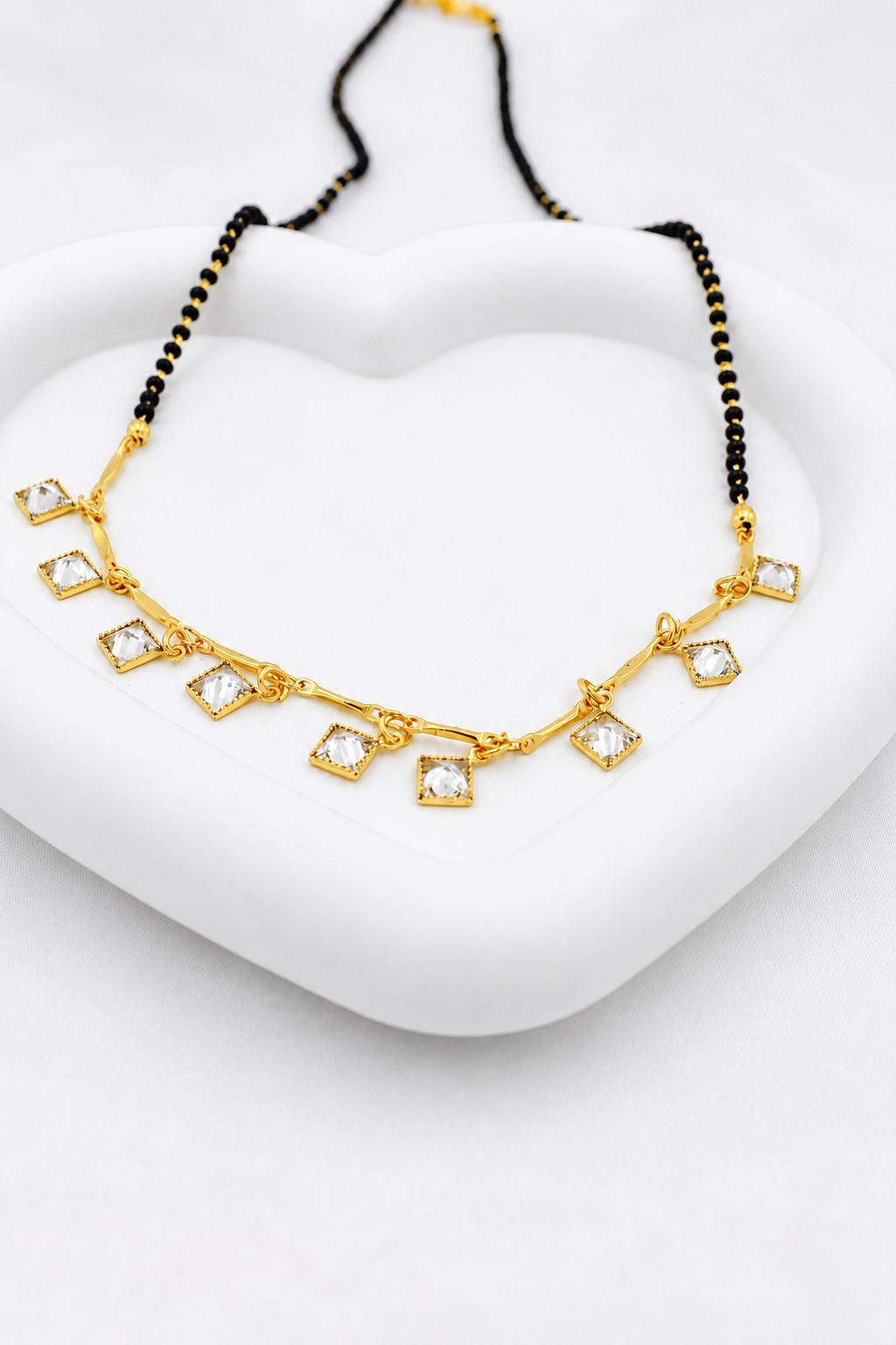Diamond cut square mangalsutra
