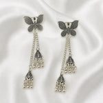Load image into Gallery viewer, Oxidised Silver Butterfly Jhumka Earrings

