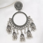 Load image into Gallery viewer, Silver Filigree Hoop Multi Jhumka Earrings
