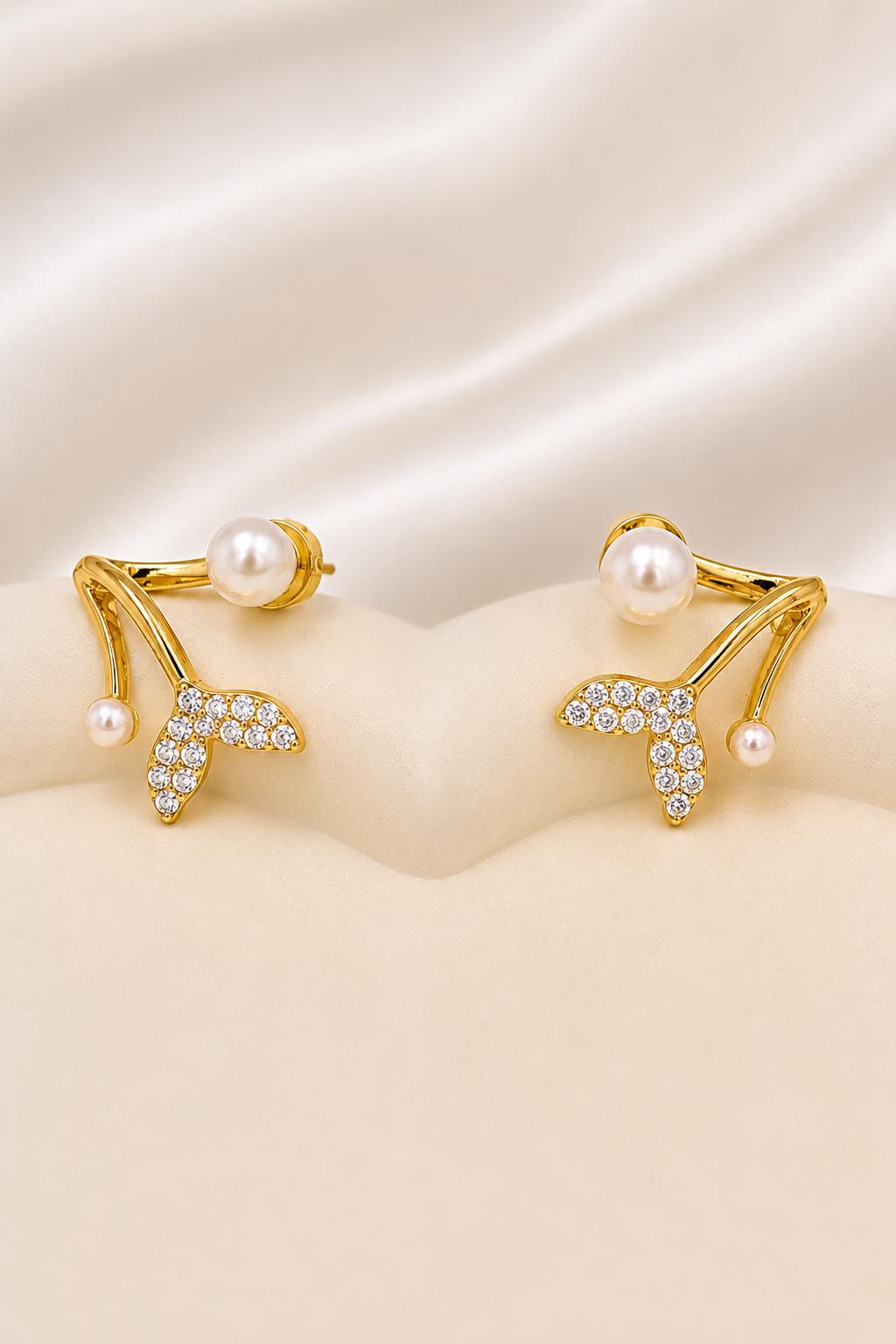 Pearl Mermaid Tail Ear Cuff Earrings