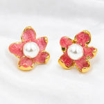 Load image into Gallery viewer, Rose Petal Pearl Centre Stud Earrings
