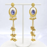 Load image into Gallery viewer, Lavender Stone Ghungroo Tassel Earrings
