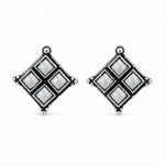 Load image into Gallery viewer, Oxidised Diamond Grid Square Stone Stud Earrings
