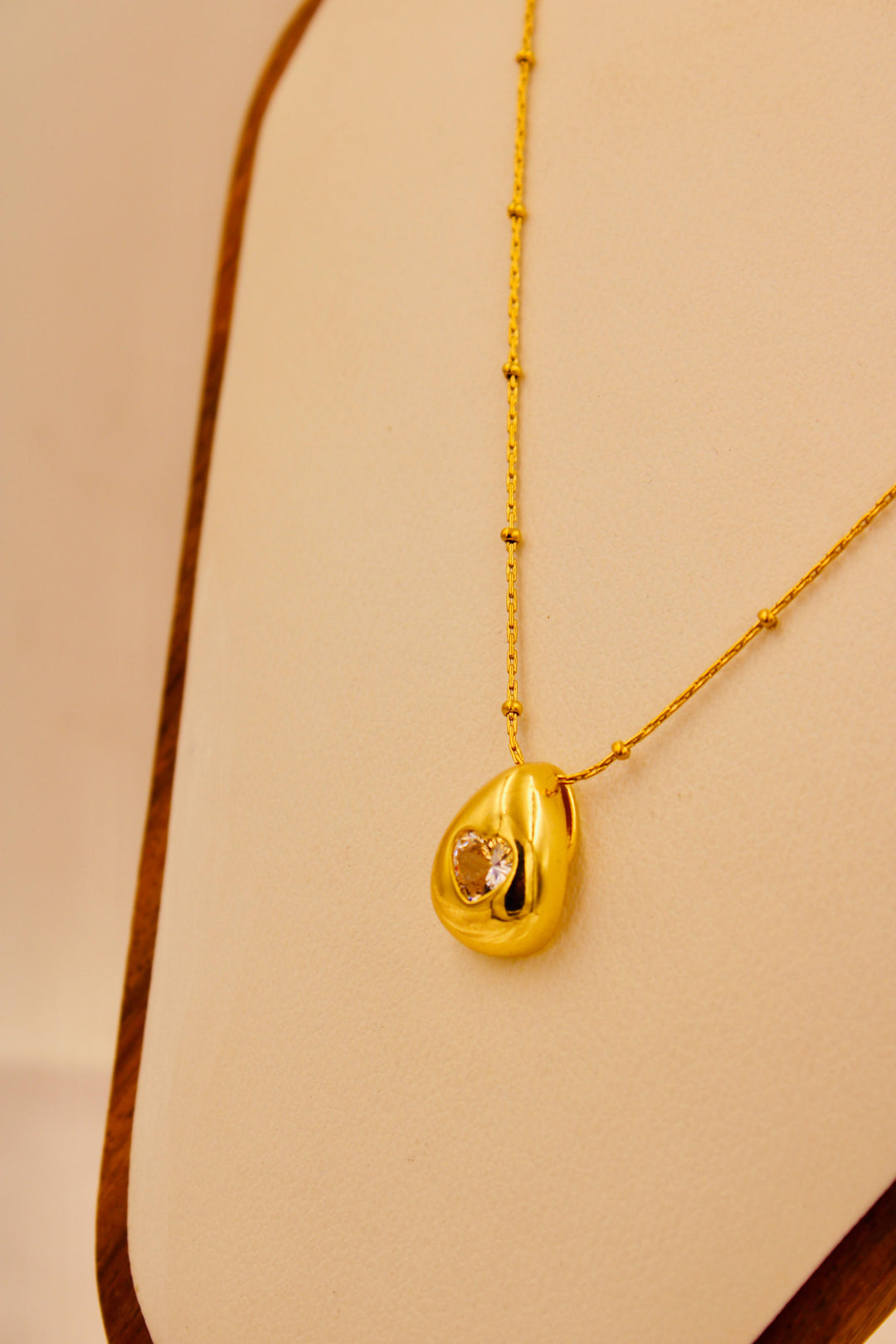 Crystal Heart Teardrop Necklace