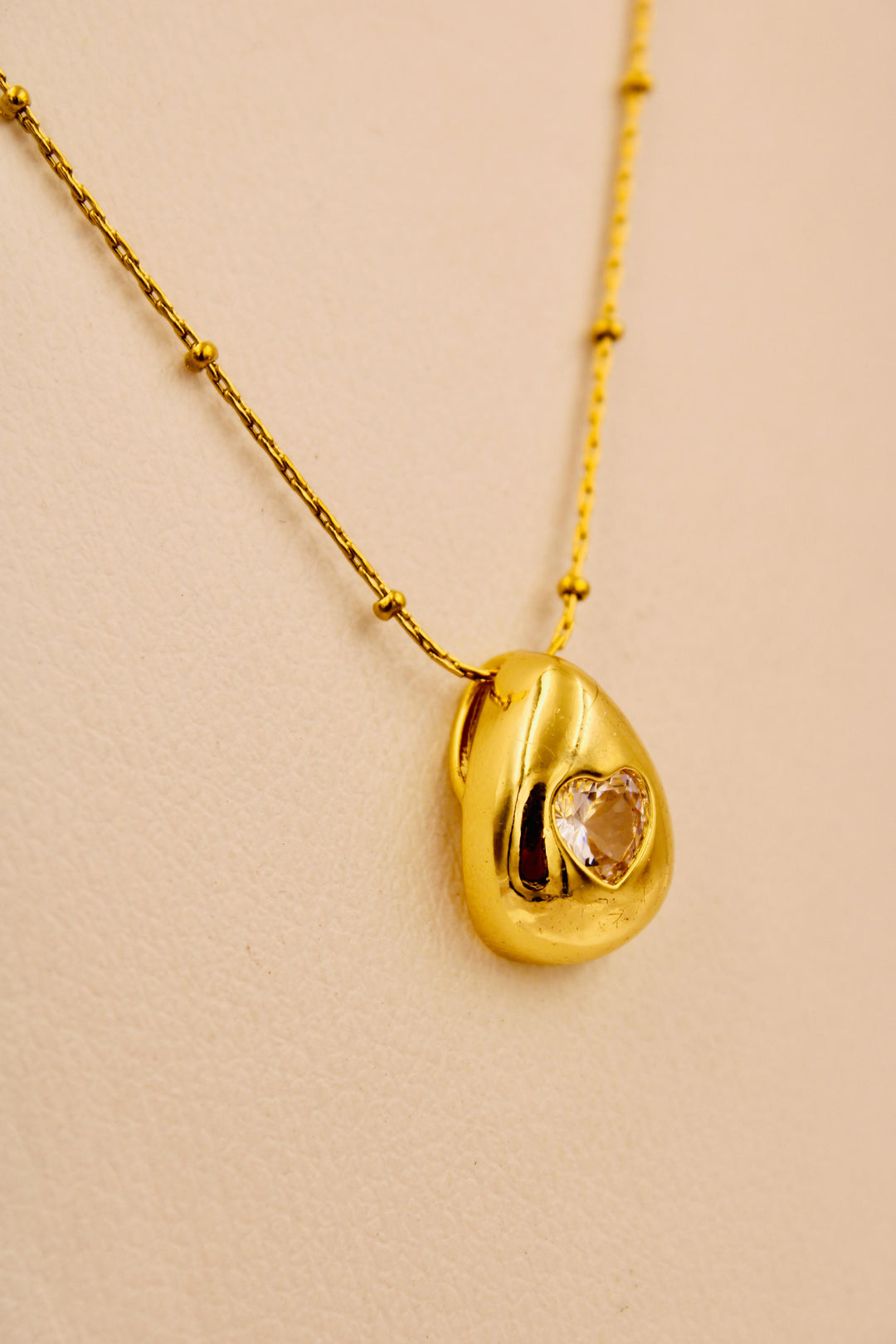 Crystal Heart Teardrop Necklace