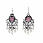 Load image into Gallery viewer, Oxidised Filigree Chandelier Pearl Drop Earrings
