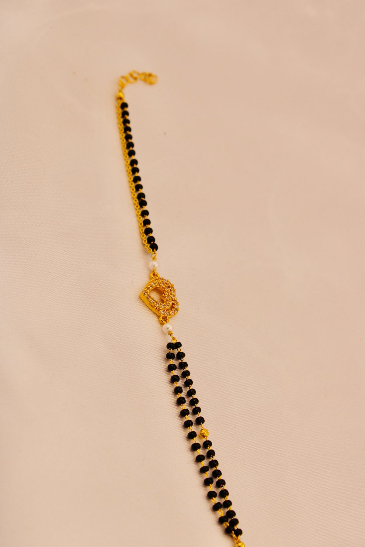 Cz heart mangalsutra bracelet