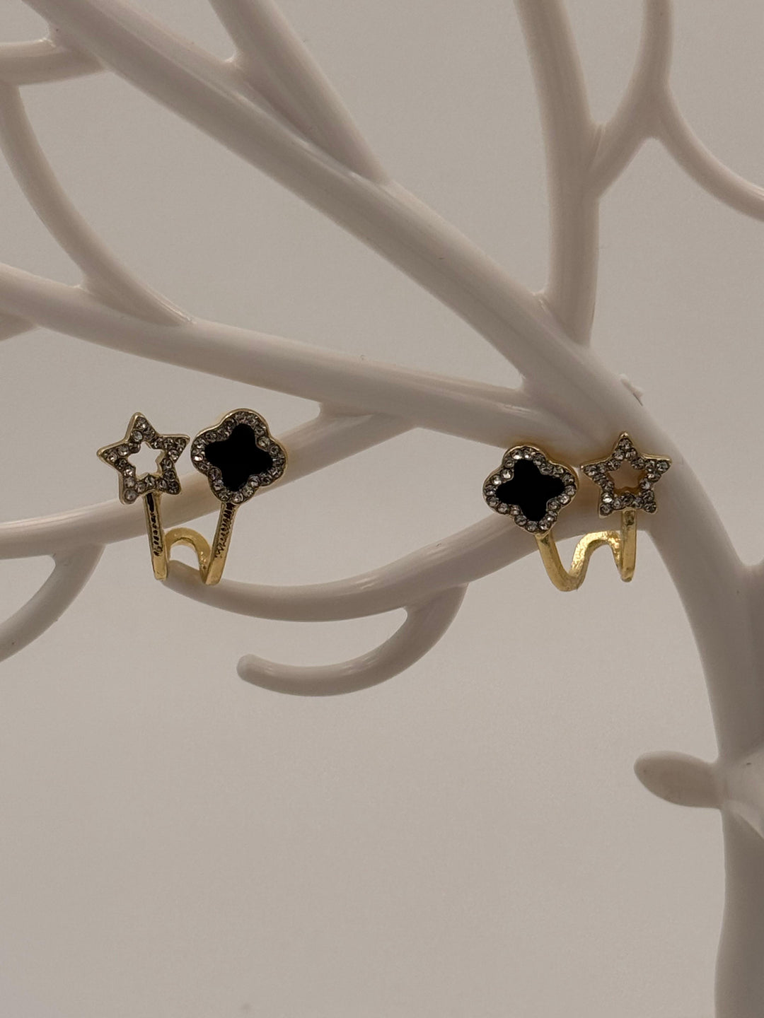 Ruvique Dual Charm Star & Clover Stud Earrings