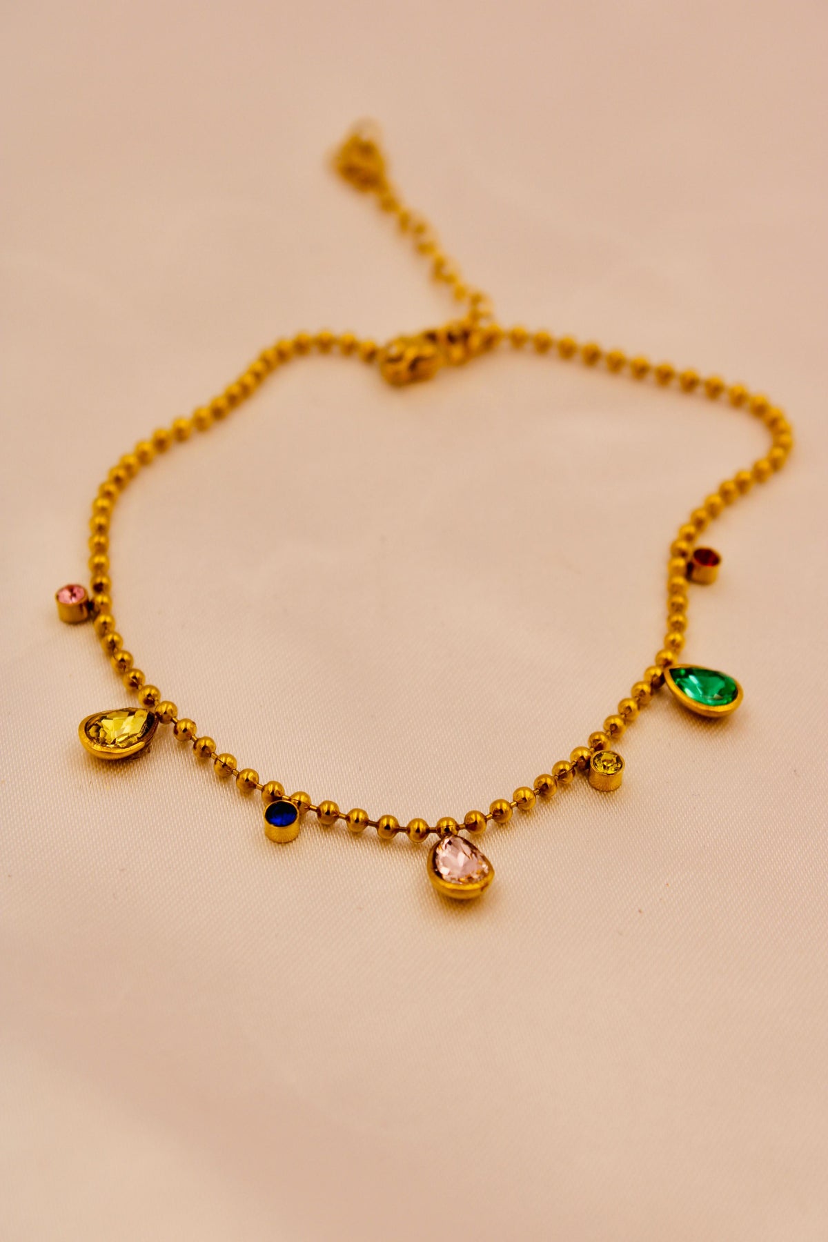 Rainbow drop golden anklet