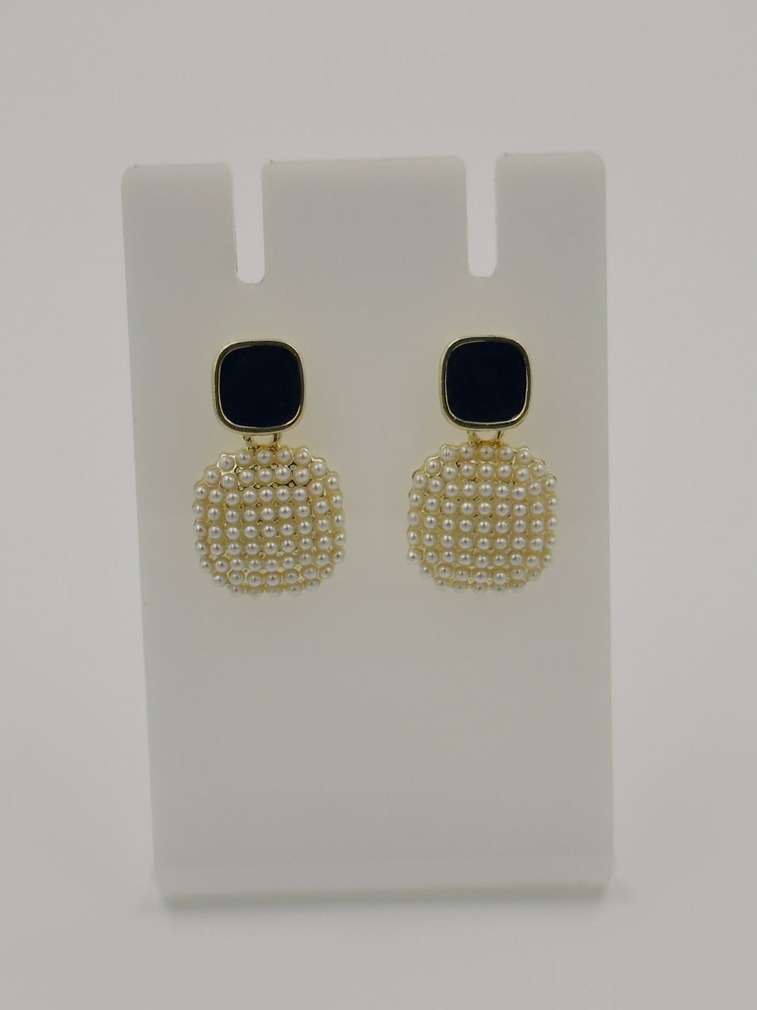 Ruvique Midnight Pearl Cluster Drop Stud Earrings