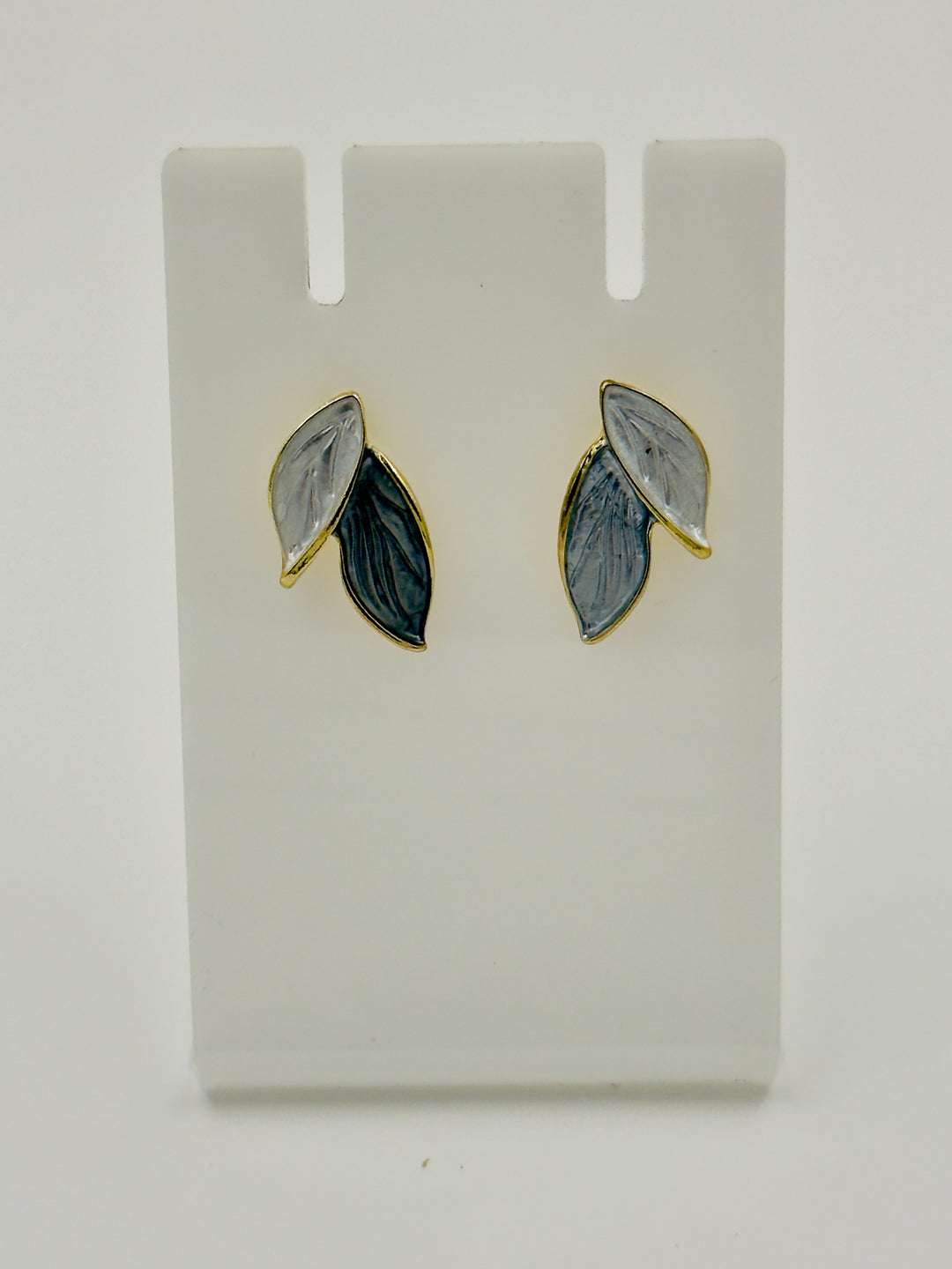 Ruvique Dual Tone Leaf Stud Earrings