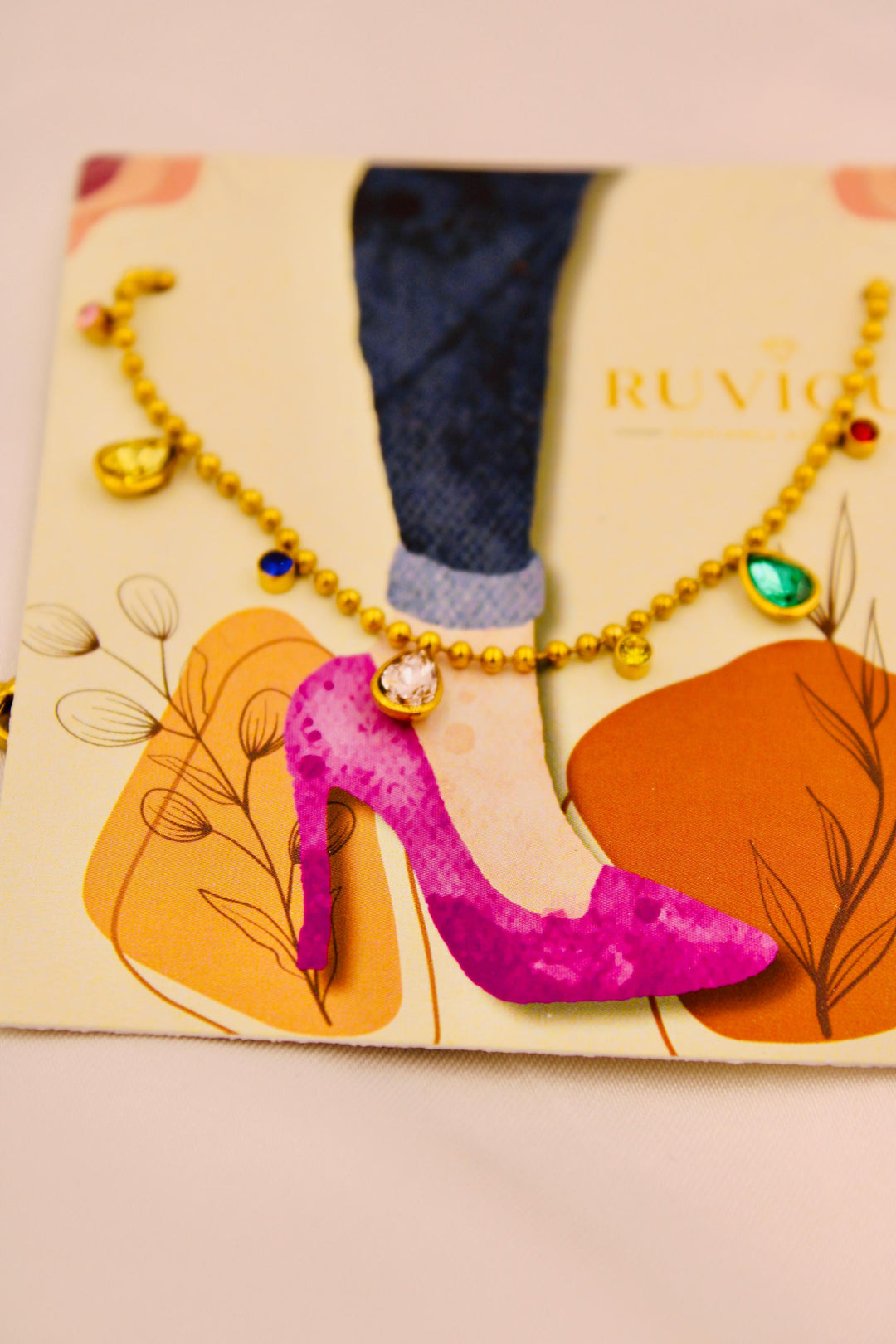 Rainbow Drop Golden Anklet