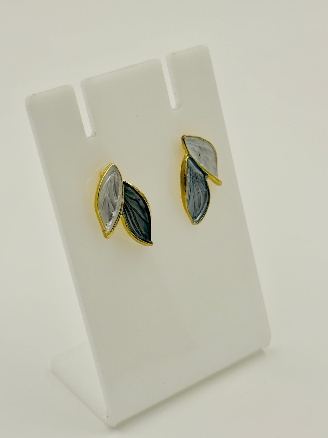 Ruvique Dual Tone Leaf Stud Earrings