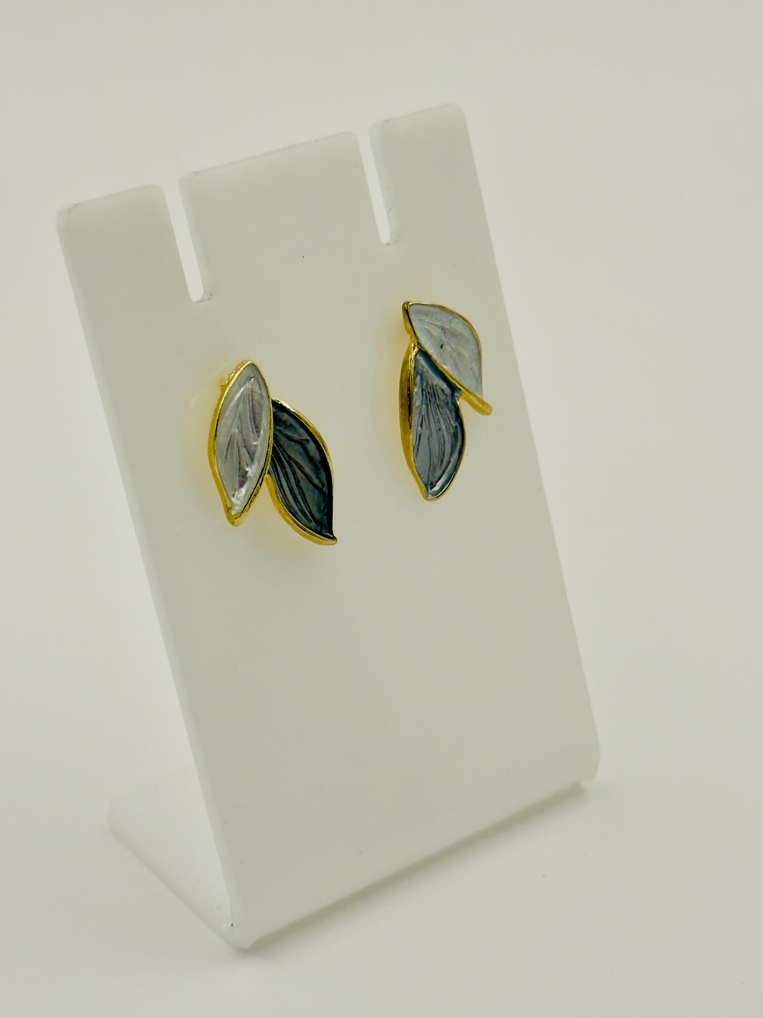 Ruvique Dual Tone Leaf Stud Earrings