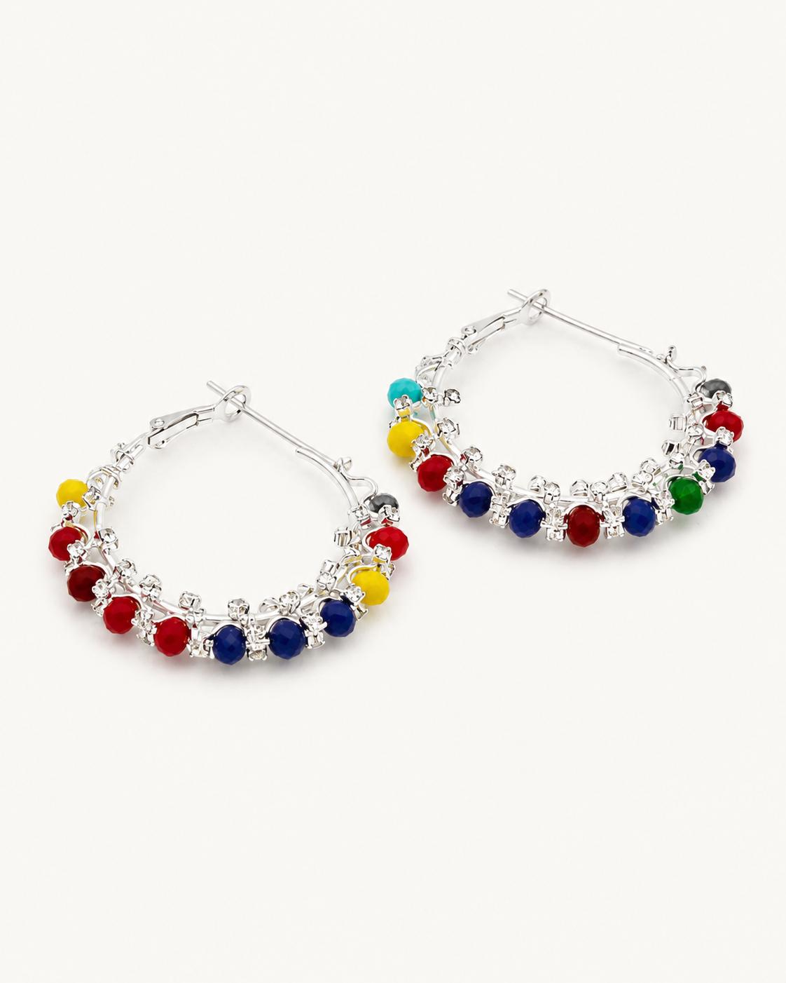 Multicolour crystal hoop earrings