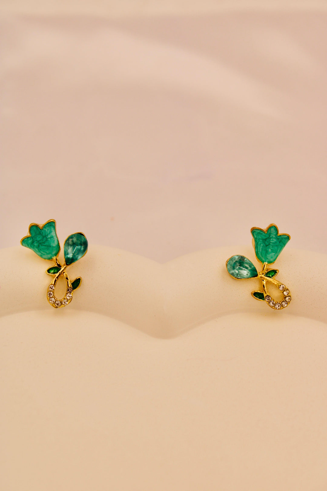 Teal Tulip Crystal Drop Earrings
