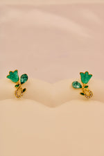 Load image into Gallery viewer, Teal Tulip Crystal Drop Earrings
