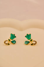 Load image into Gallery viewer, Teal Tulip Crystal Drop Earrings

