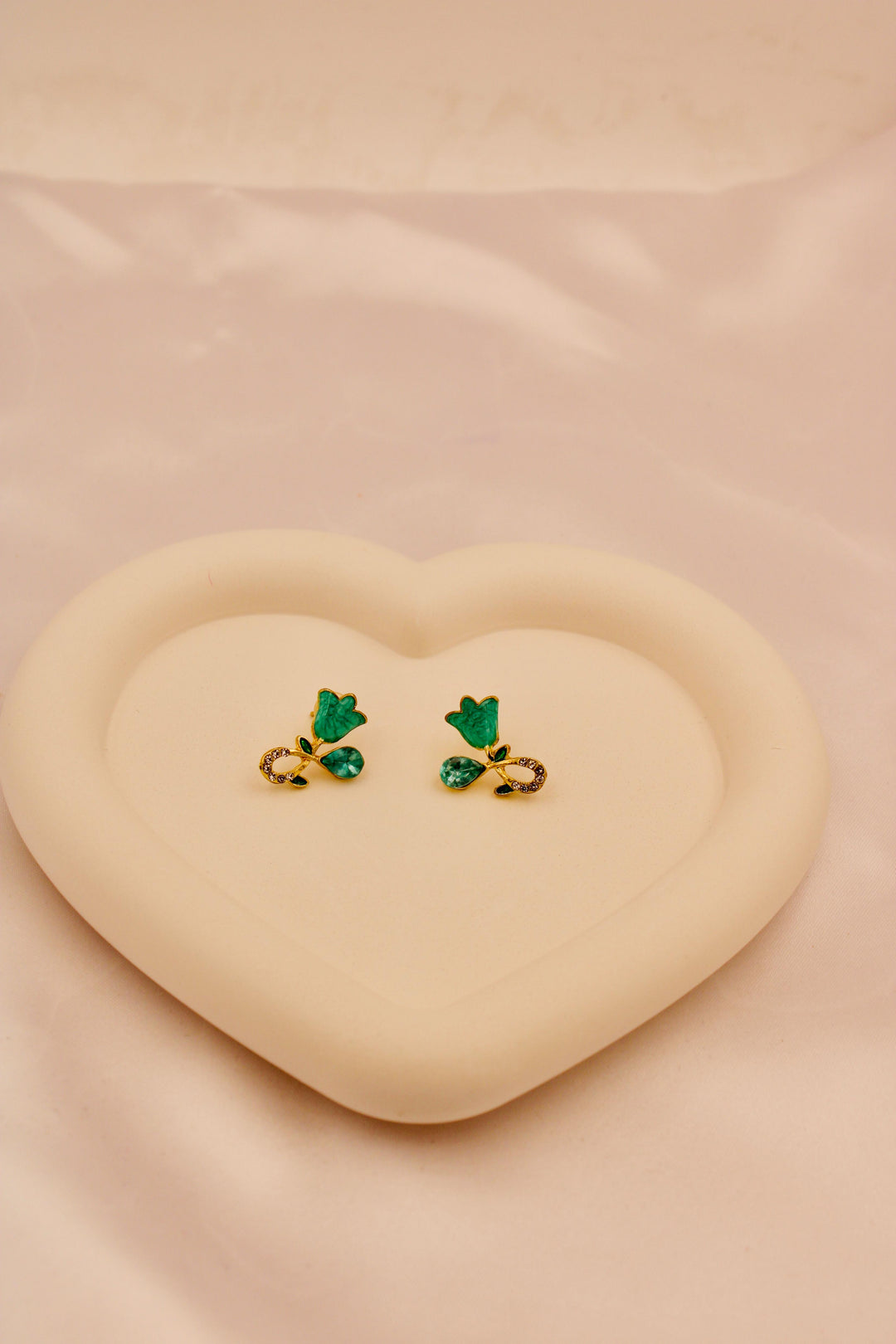 Teal Tulip Crystal Drop Earrings