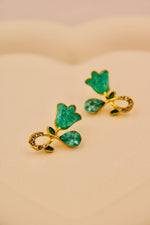 Load image into Gallery viewer, Teal Tulip Crystal Drop Earrings
