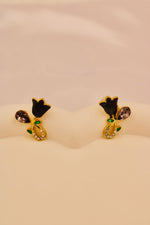 Load image into Gallery viewer, Black Tulip Crystal Stud Earrings
