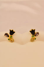 Load image into Gallery viewer, Black Tulip Crystal Stud Earrings
