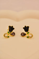 Load image into Gallery viewer, Black Tulip Crystal Stud Earrings
