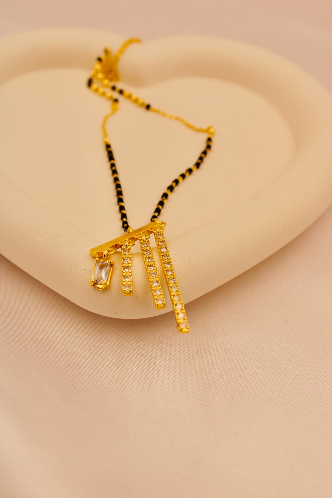 Crystal Bar Fringe Mangalsutra