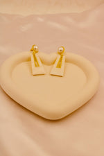 Load image into Gallery viewer, White Trapeze Pearl Drop Earrings
