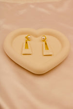 Load image into Gallery viewer, White Trapeze Pearl Drop Earrings
