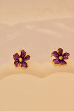 Load image into Gallery viewer, Purple Bloom Enamel Stud Earrings
