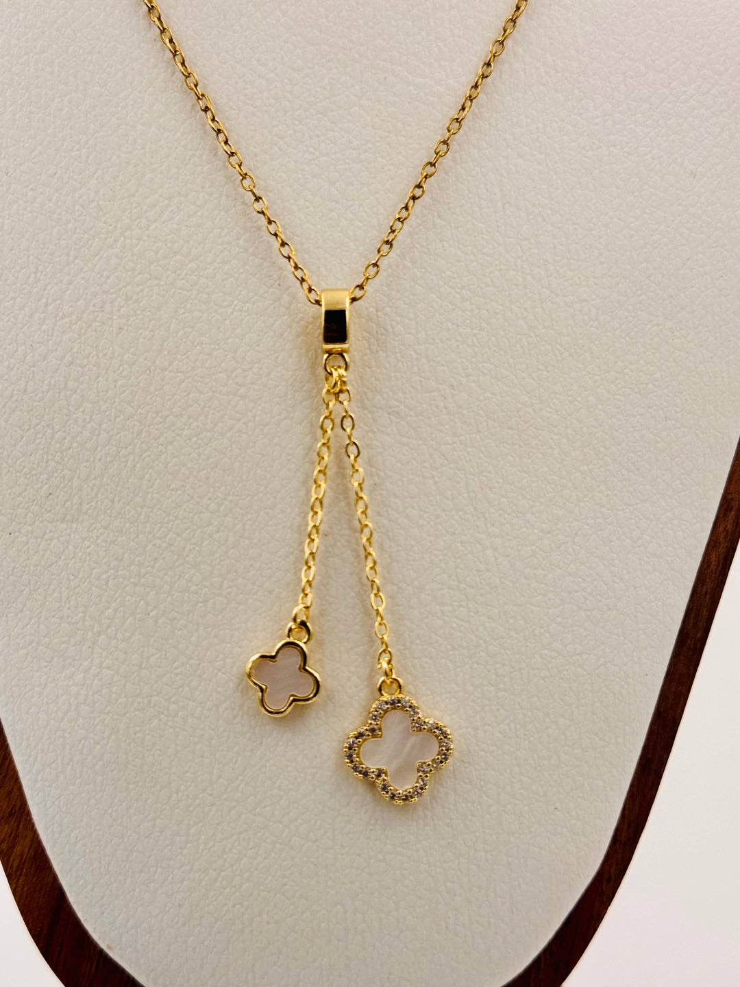 Lucky White Clover Drop Necklace