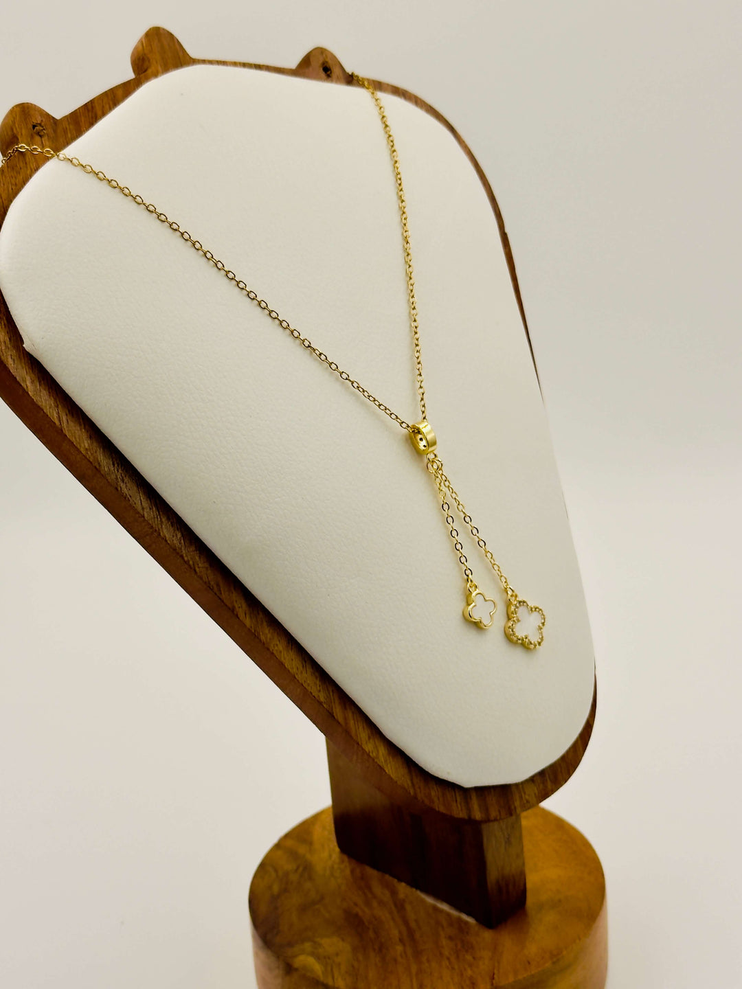 Lucky White Clover Drop Necklace