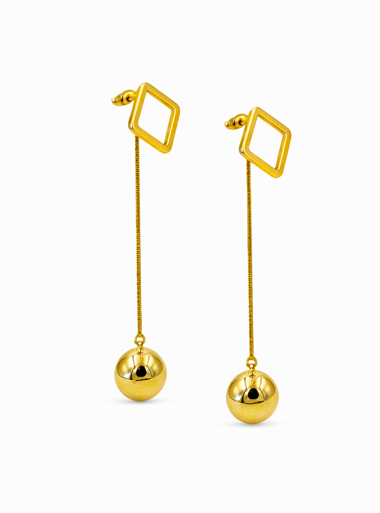 Ruvique Golden Orbit Drop Earings