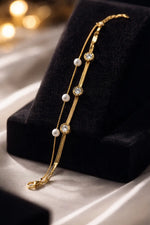 Load image into Gallery viewer, Elegance Dual Chain Pearl Bracelet
