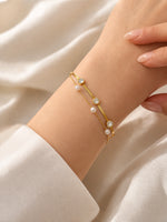 Load image into Gallery viewer, Elegance Dual Chain Pearl Bracelet
