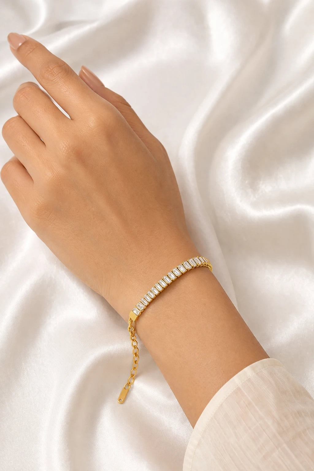 Aurora baguette tennis bracelet