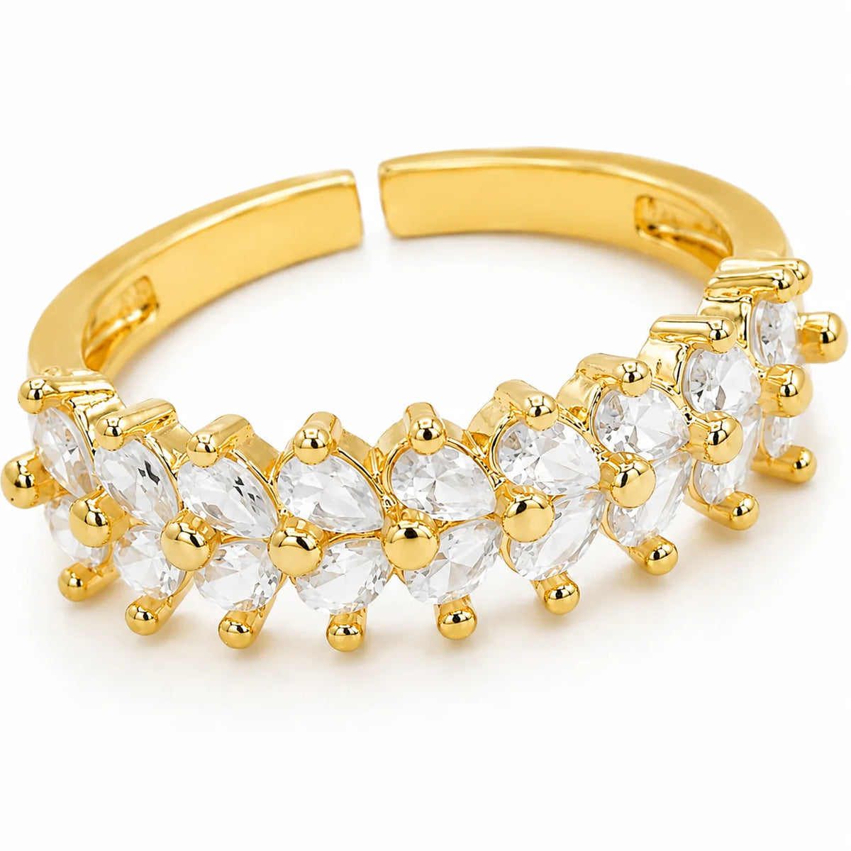 Petal cluster crystal ring