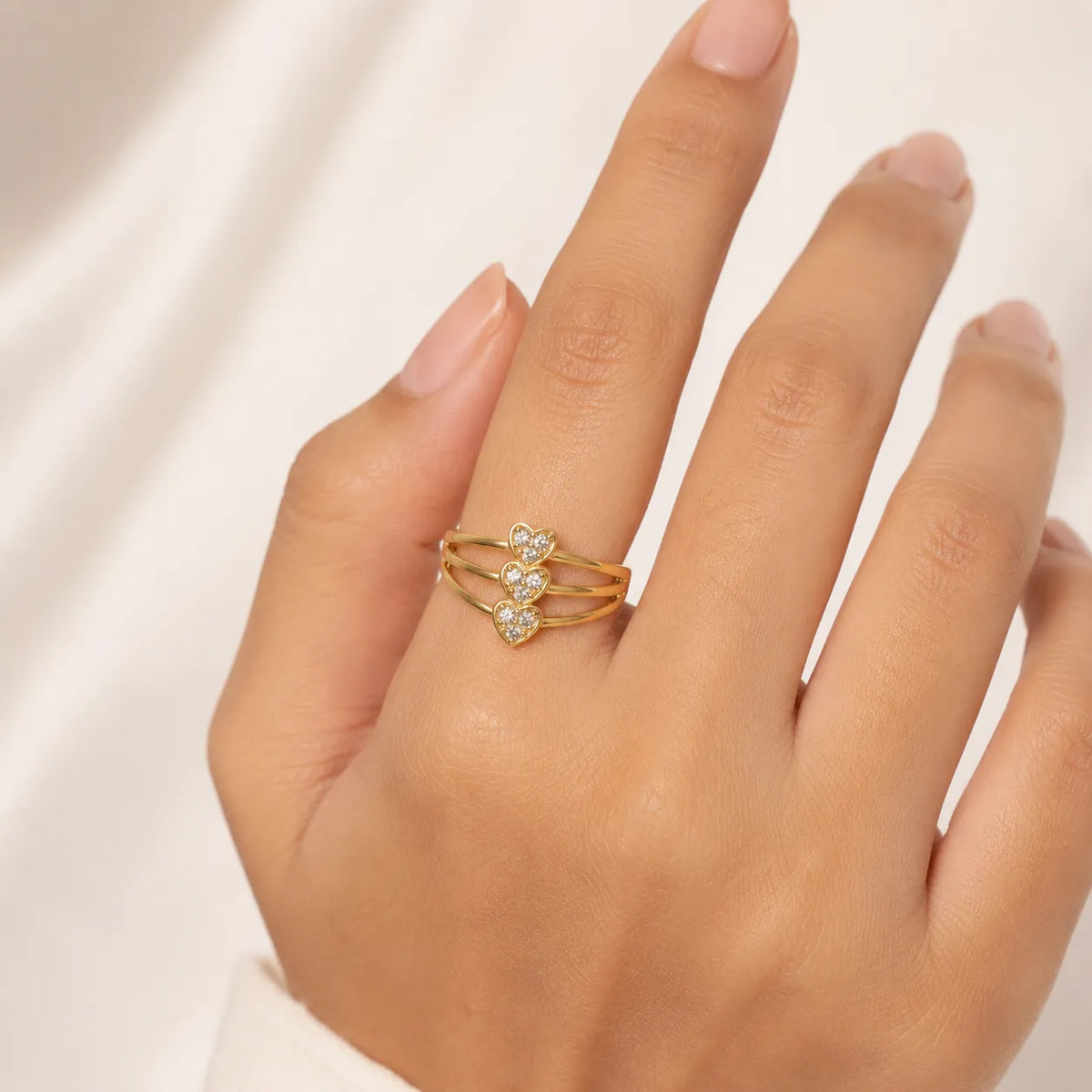 Triple pave heart ring