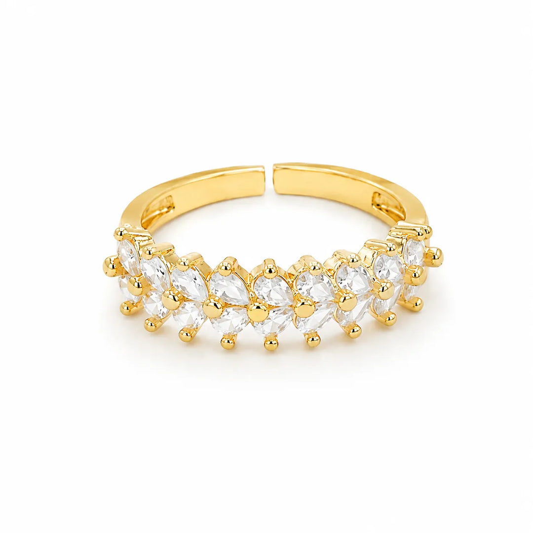 Petal Cluster Crystal Ring