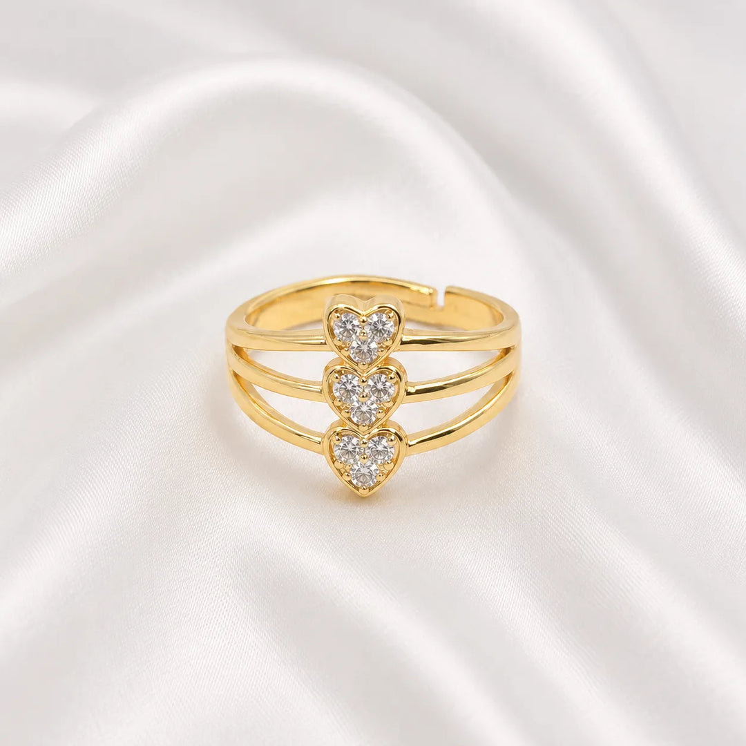 Triple Pave Heart Ring