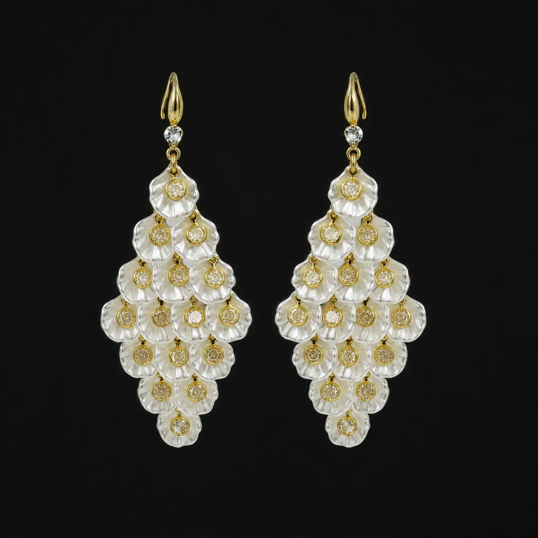 Pearl Petal Layered Drop Earrings