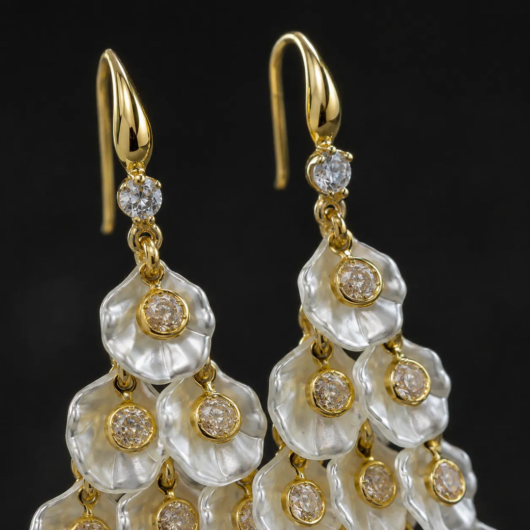 Pearl Petal Layered Drop Earrings