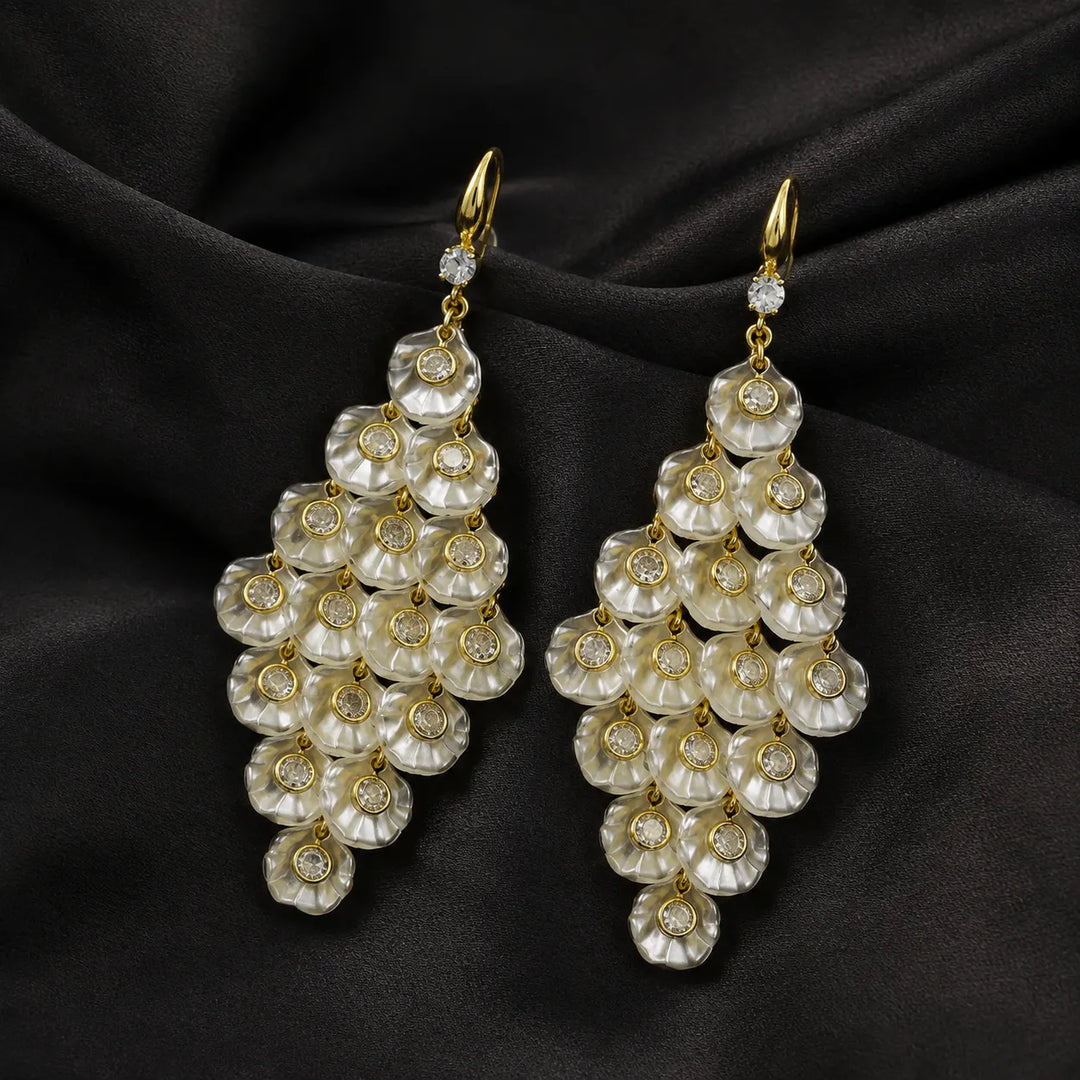 Pearl Petal Layered Drop Earrings