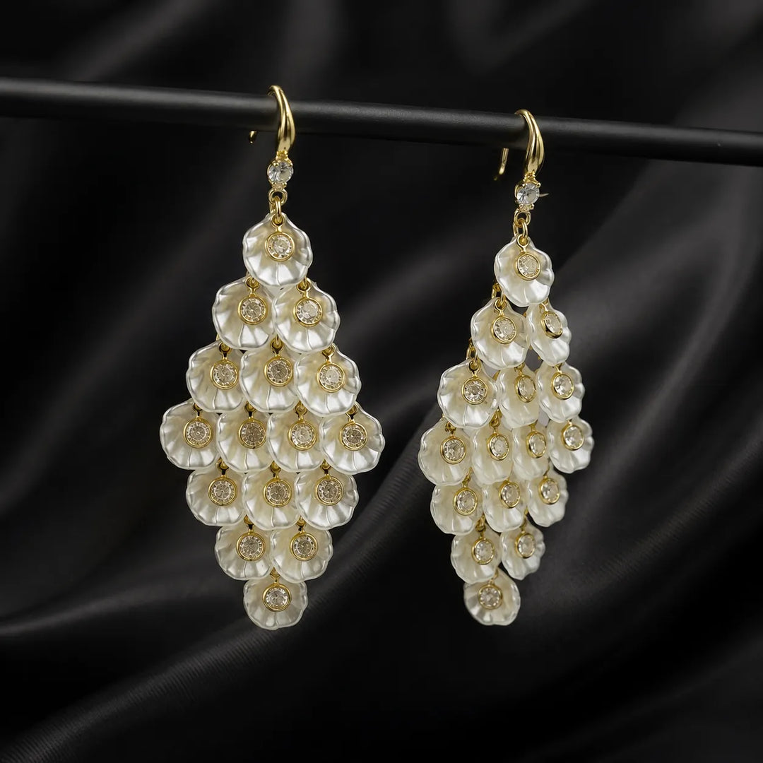 Pearl Petal Layered Drop Earrings
