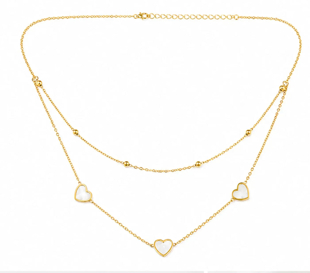 Double Layer Heart Charm Necklace
