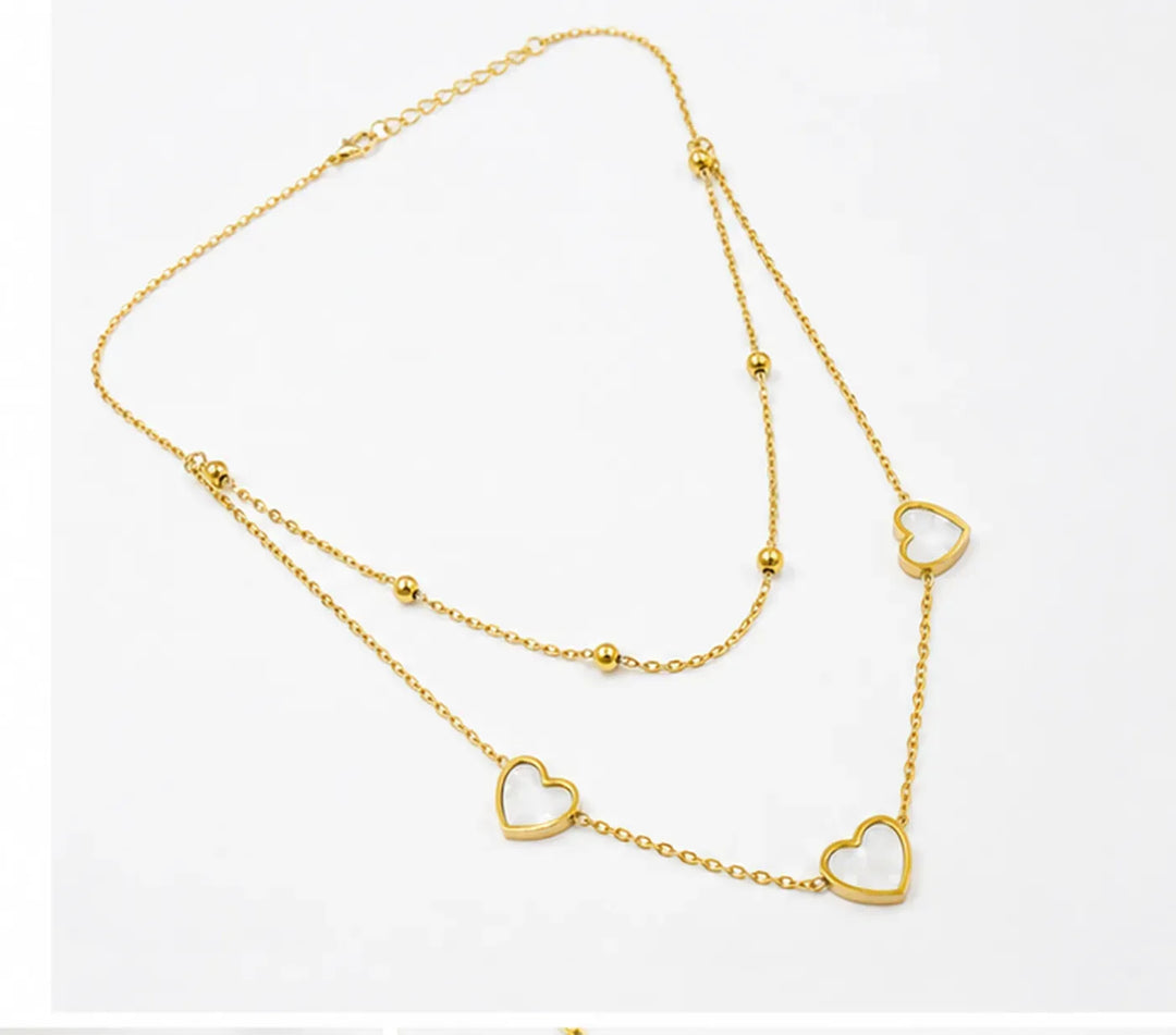 Double Layer Heart Charm Necklace
