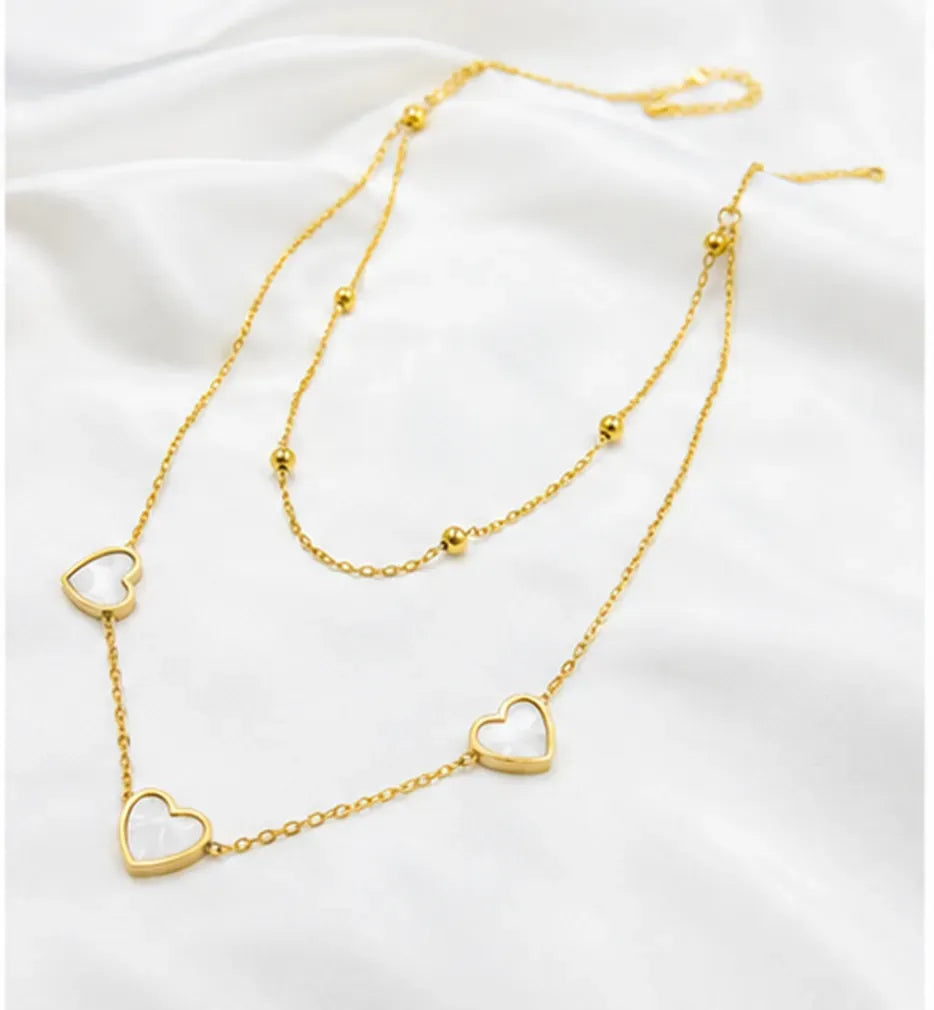 Double layer heart charm necklace