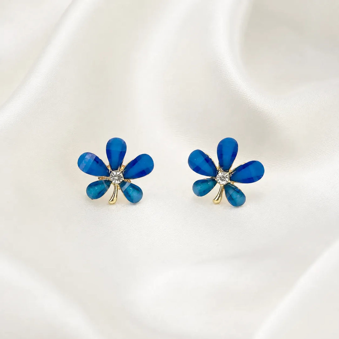 Blue Bloom Cat-Eye Stud Earrings